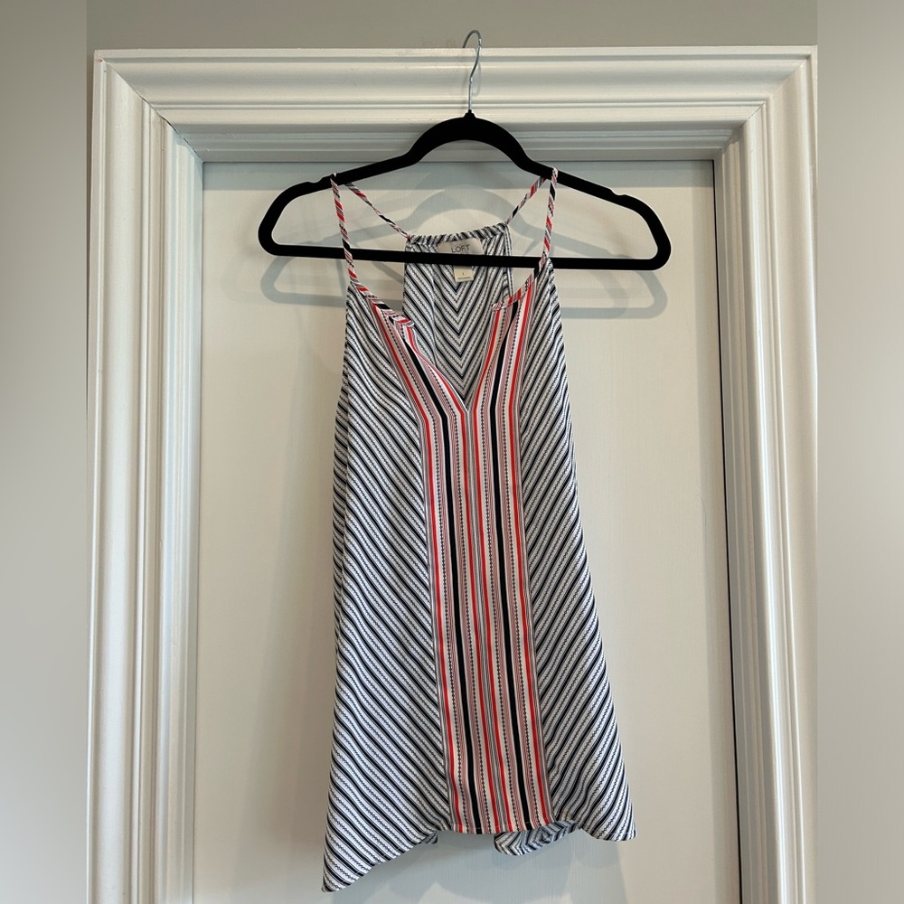 Ann Taylor Loft multi-colored striped tank top. Excellent condition. Size L.